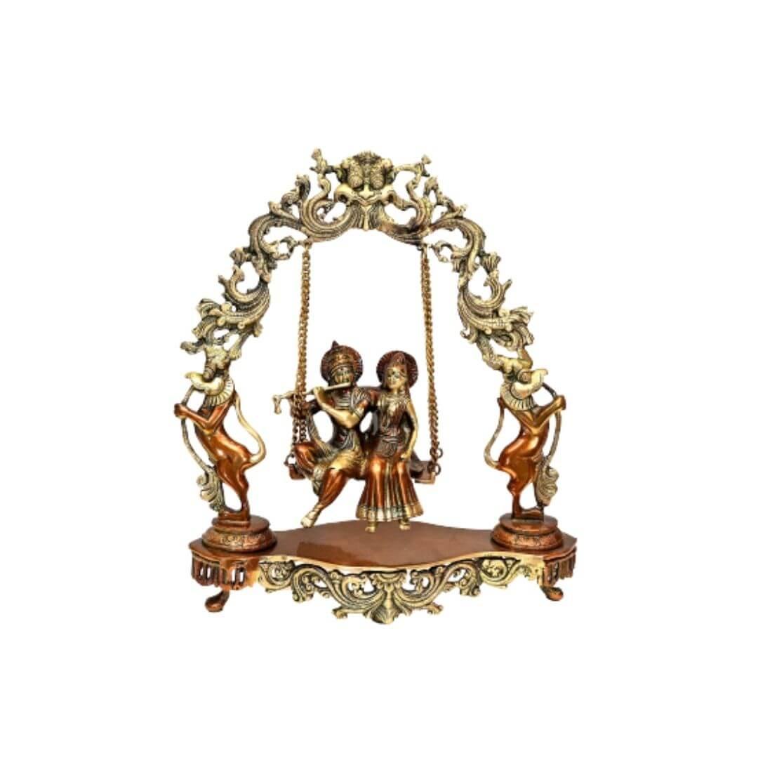 Brass Jhoole wale Radha Krishna (H 17 Inches, Weight 6.5 Kg)