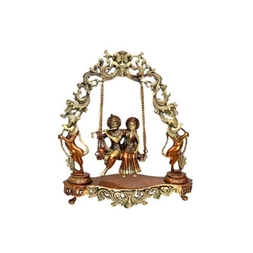 Brass Jhoole wale Radha Krishna (H 17 Inches, Weight 6.5 Kg)