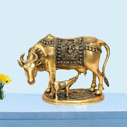 Brass Kamadhenu (15 x 11 Inches, Weight 7.5 Kg)