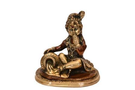 Brass Kanhaiya Makhan chor (H 8 Inches, Weight 2.25 Kg)