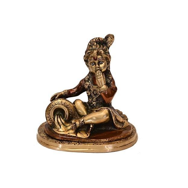 Brass Kanhaiya Makhan chor (H 8 Inches, Weight 2.25 Kg)