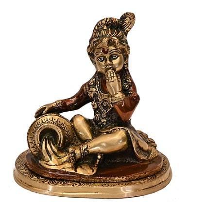 Brass Kanhaiya Makhan chor (H 8 Inches, Weight 2.25 Kg)