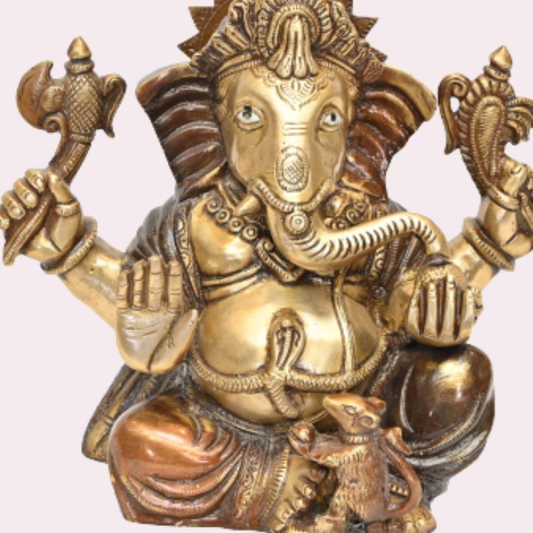 Brass Kripalu Ganesha (H 10 Inches, Weight 5.5 Kg)