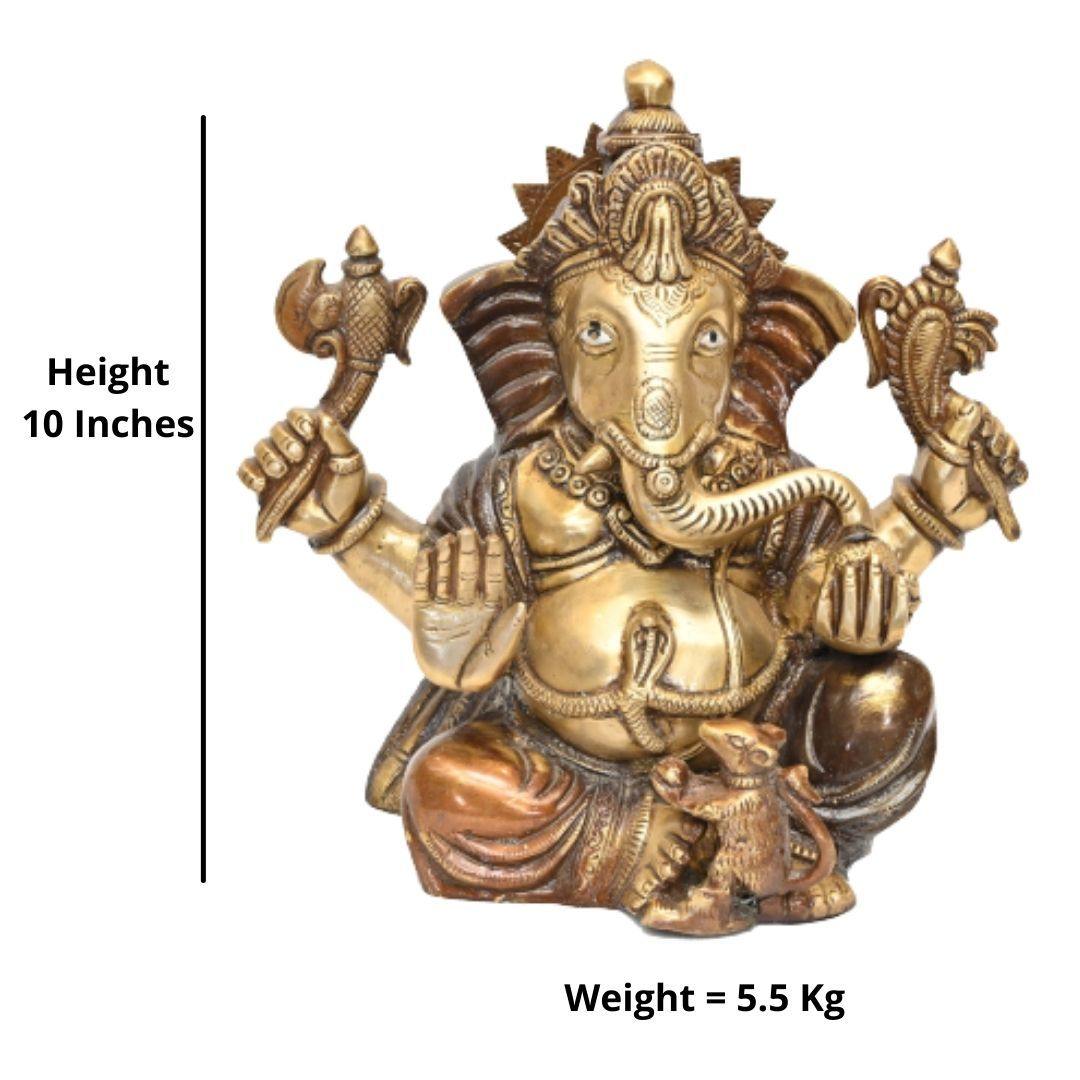 Brass Kripalu Ganesha (H 10 Inches, Weight 5.5 Kg)
