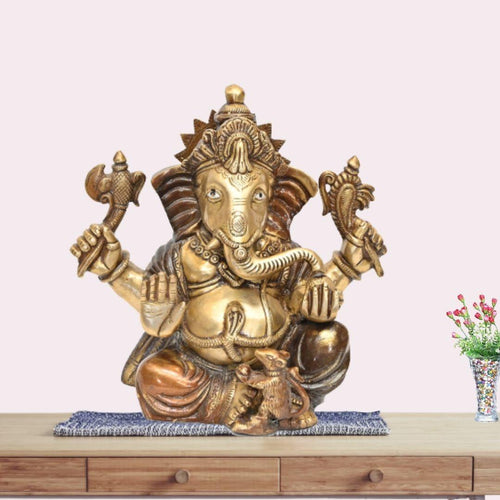 Brass Kripalu Ganesha (H 10 Inches, Weight 5.5 Kg)