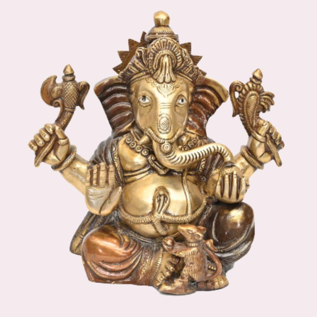 Brass Kripalu Ganesha (H 10 Inches, Weight 5.5 Kg)