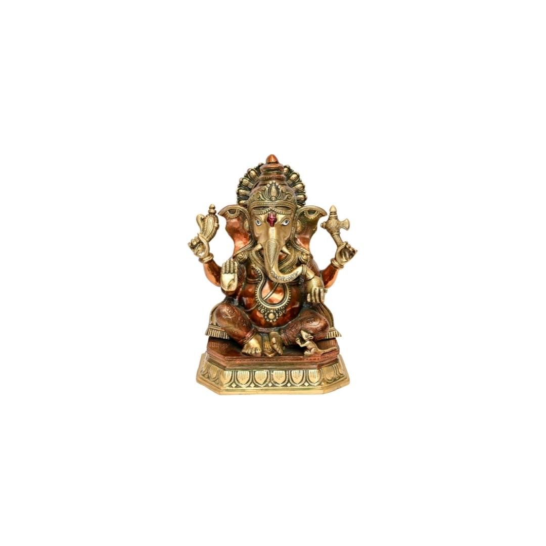Brass Lalbagcha Ganapati (H 15 Inches, Weight 11.5 Kg)