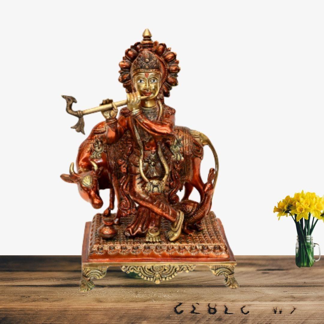 Brass Manmohan Krishna (H 14 Inches, Weight 9 Kg)