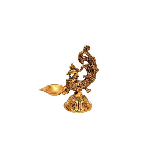 Brass Mayur Deepak (H 8 Inches, Weight 1 Kg)