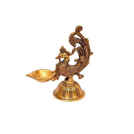 Brass Mayur Deepak (H 8 Inches, Weight 1 Kg)