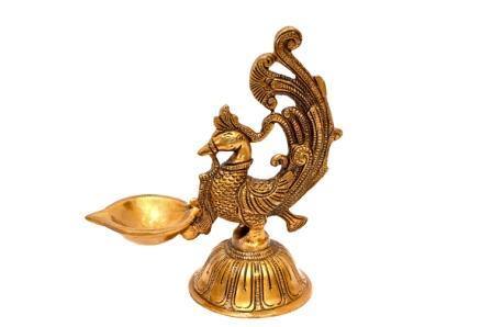 Brass Mayur Deepak (H 8 Inches, Weight 1 Kg)