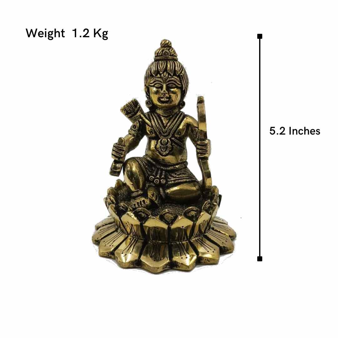 Brass Metallic Ramlala (Height 5.2 Inches, Weight 1.2 Kgs)