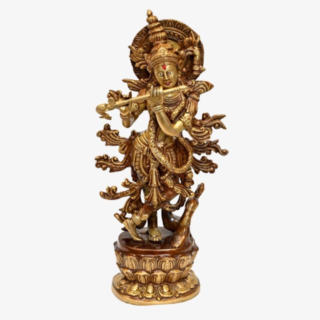 Brass Muralidhar Krishna (H 16 Inches, Weight 5 Kg)