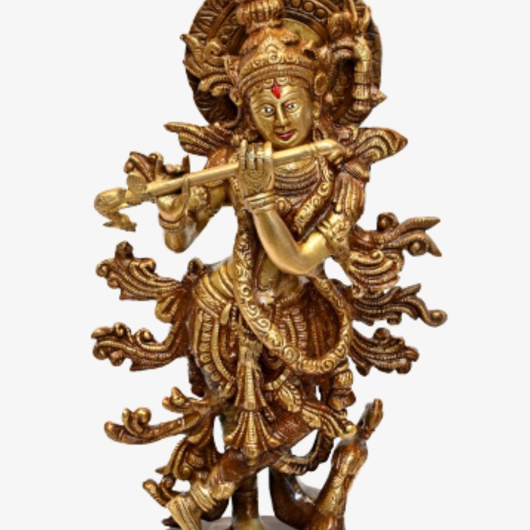 Brass Muralidhar Krishna (H 16 Inches, Weight 5 Kg)