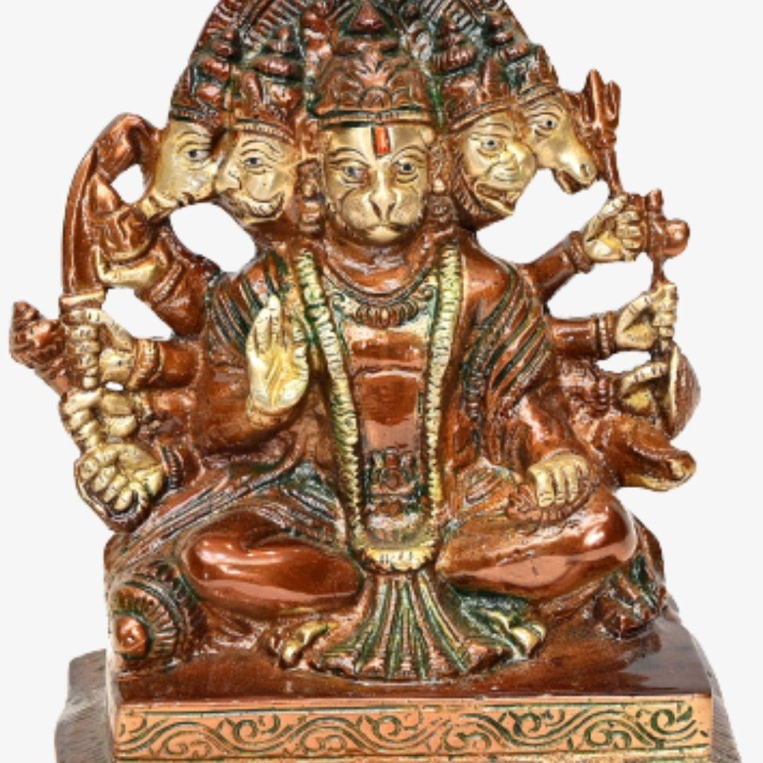 Brass Panchmukhi Hanuman (H 6.5 Inches, Weight 1.6 Kg)