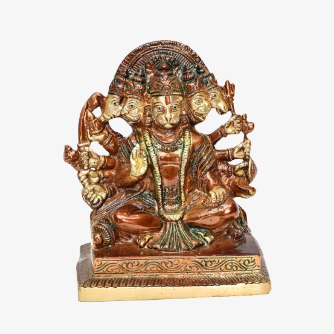 Brass Panchmukhi Hanuman (H 6.5 Inches, Weight 1.6 Kg)