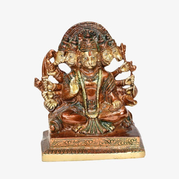 Brass Panchmukhi Hanuman (H 6.5 Inches, Weight 1.6 Kg)
