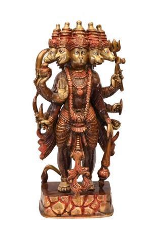 Brass Panchmukhi Hanuman (Standing H 19 Inches, Weight 11.5 Kg)
