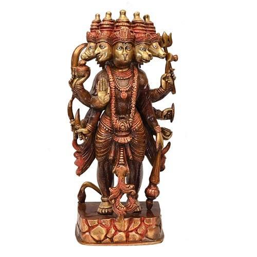Brass Panchmukhi Hanuman (Standing H 19 Inches, Weight 11.5 Kg)