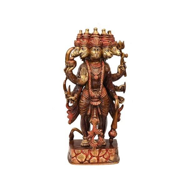 Brass Panchmukhi Hanuman (Standing H 19 Inches, Weight 11.5 Kg)