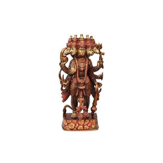 Brass Panchmukhi Hanuman (Standing H 19 Inches, Weight 11.5 Kg)