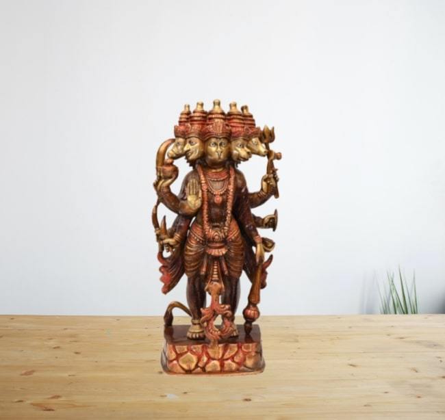 Brass Panchmukhi Hanuman (Standing H 19 Inches, Weight 11.5 Kg)