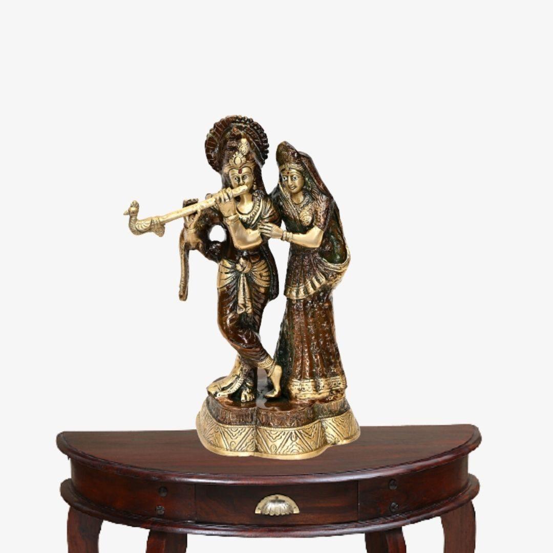 Brass Radha Krishna (Antique look, H 12 Inches, Weight 6 Kg)