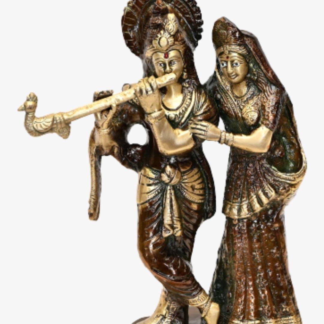 Brass Radha Krishna (Antique look, H 12 Inches, Weight 6 Kg)