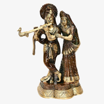 Brass Radha Krishna (Antique look, H 12 Inches, Weight 6 Kg)