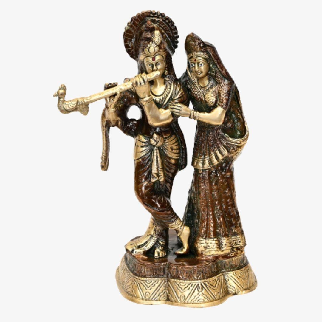 Brass Radha Krishna (Antique look, H 12 Inches, Weight 6 Kg)