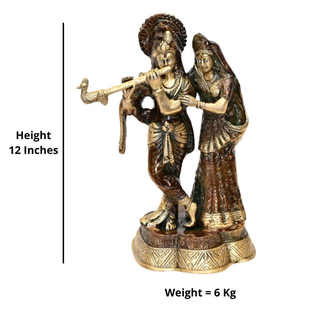 Brass Radha Krishna (Antique look, H 12 Inches, Weight 6 Kg)