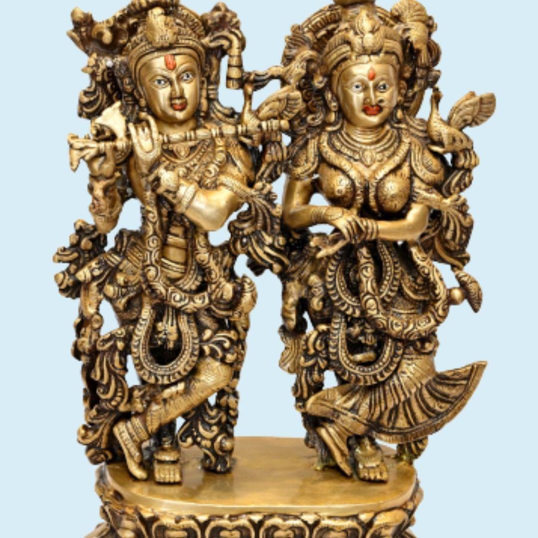 Brass Radha Krishna (H 21 Inches, Weight 18 Kg)