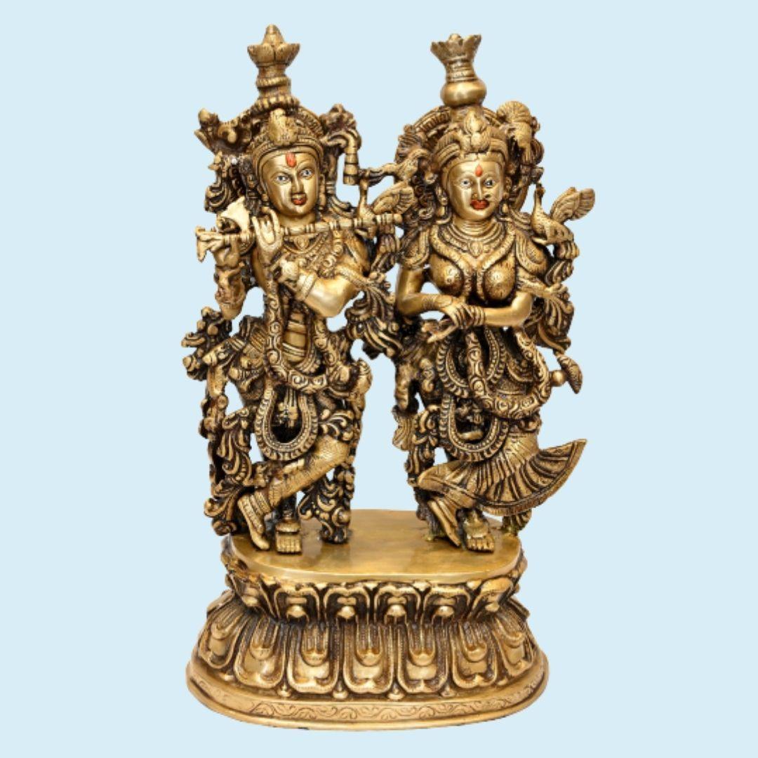 Brass Radha Krishna (H 21 Inches, Weight 18 Kg)