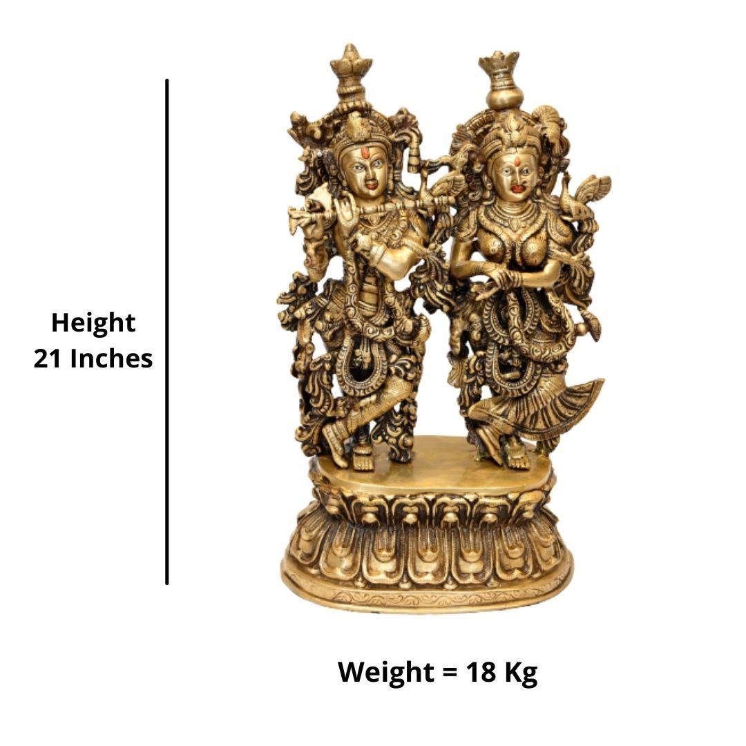 Brass Radha Krishna (H 21 Inches, Weight 18 Kg)