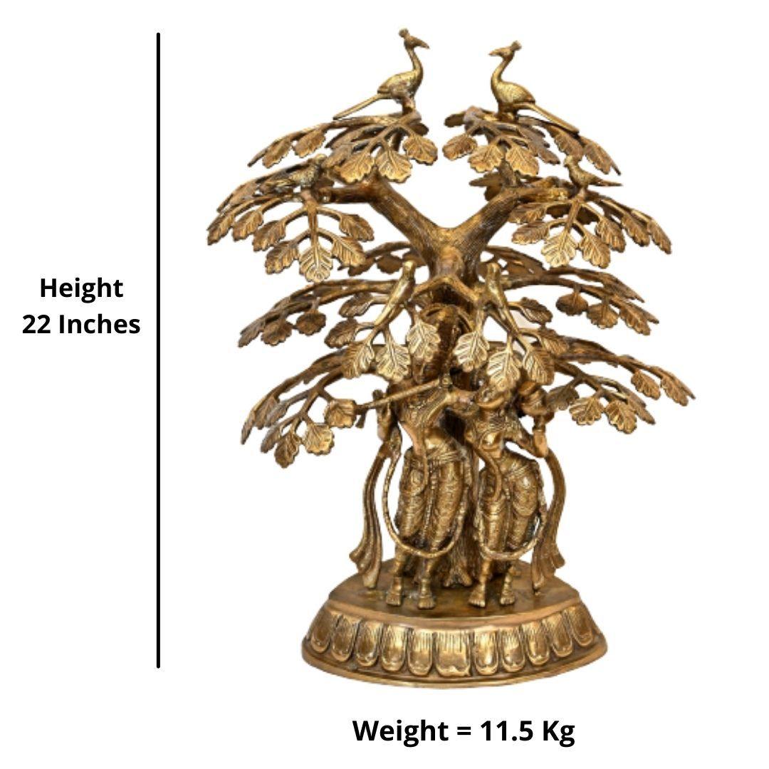 Brass Radhe Krishna under Kalpataru (H 22 Inches, Weight 11.5 Kg)