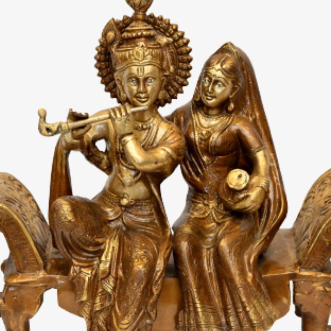 Brass Radhe Krishna Virajman (H 12 Inches, Weight 6.5 Kg)