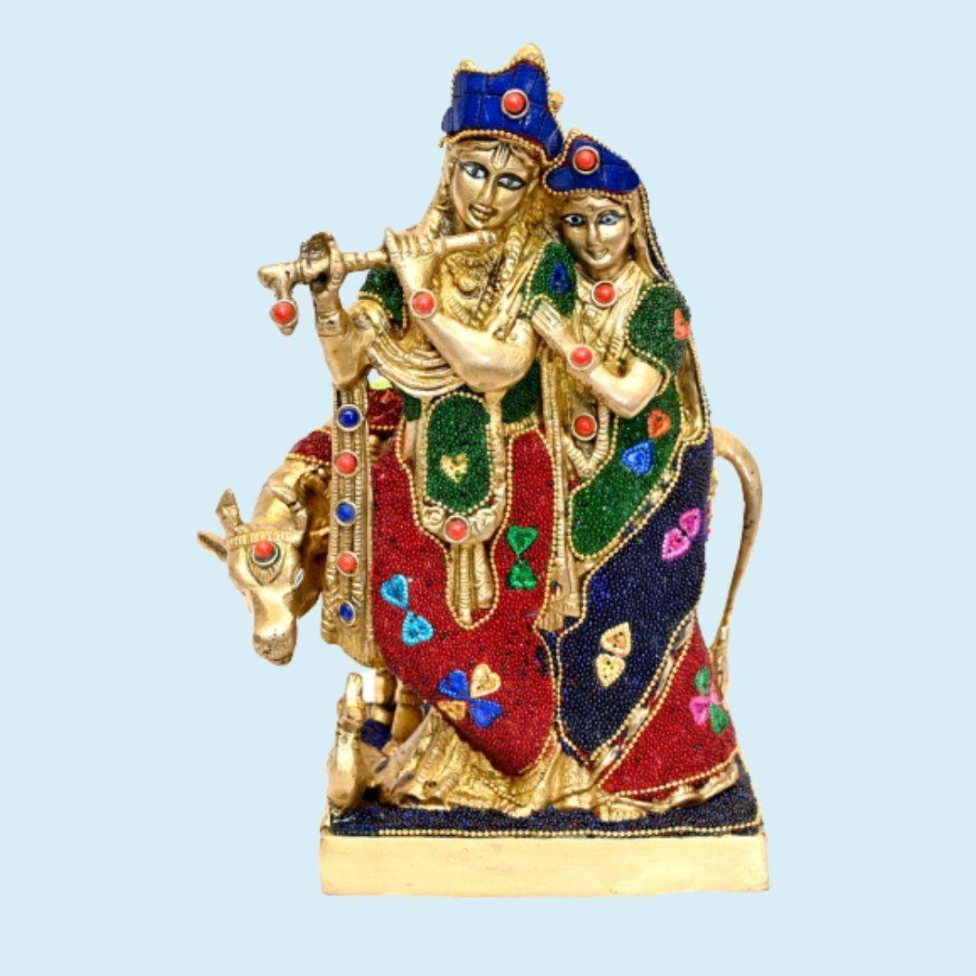 Brass Radhe Shyam (H 10.5 Inches, Weight 3.5 Kg)