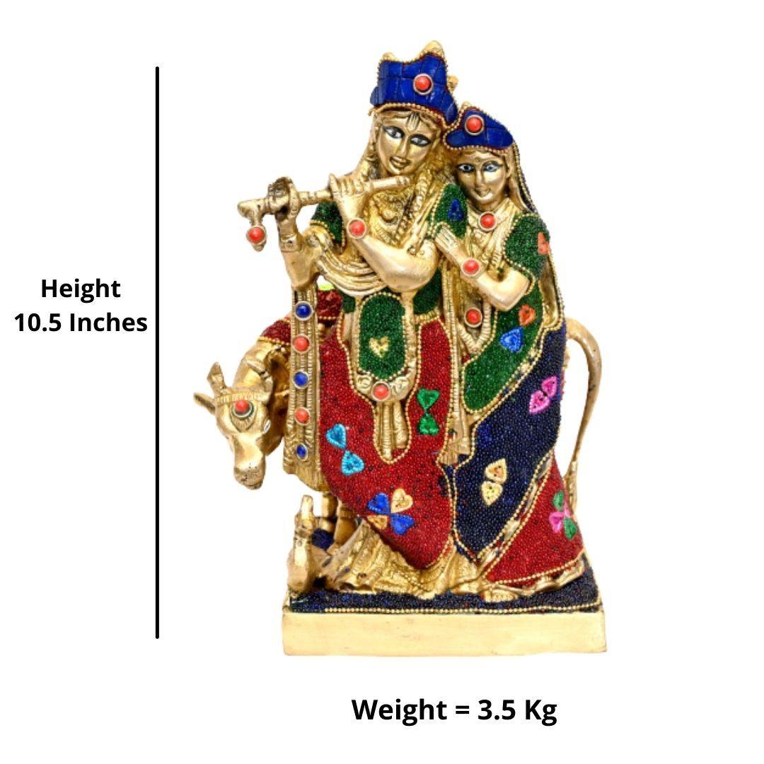 Brass Radhe Shyam (H 10.5 Inches, Weight 3.5 Kg)