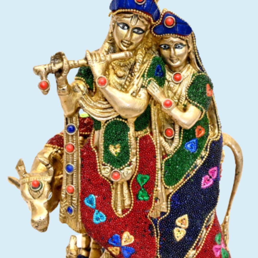 Brass Radhe Shyam (H 10.5 Inches, Weight 3.5 Kg)