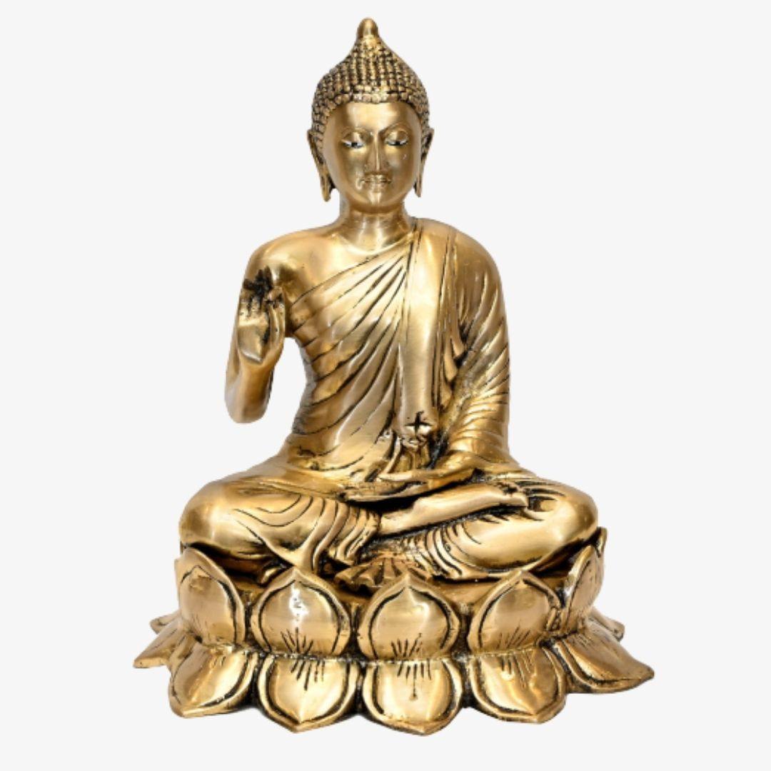 Brass Ratnasambhava Buddha (H 12 Inches, Weight 7 Kg)