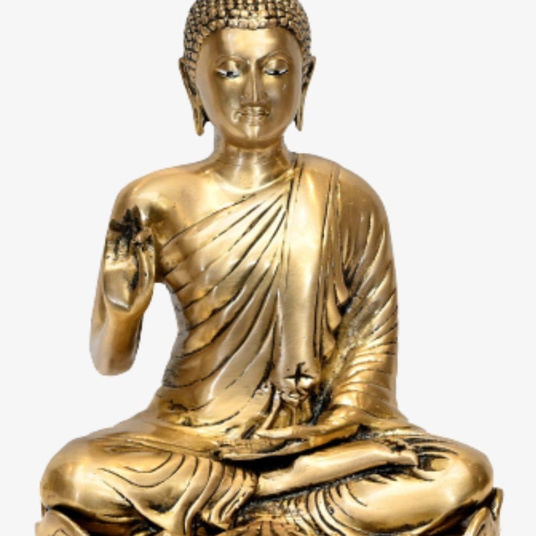 Brass Ratnasambhava Buddha (H 12 Inches, Weight 7 Kg)