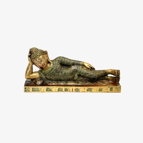 Brass Reclining Buddha (H 19.5 Inches, Weight 8.5 Kg)