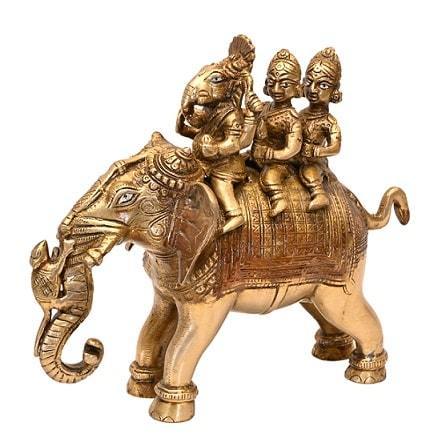 Brass Riddhi Siddhi Ganesh Yatra (H 7 Inches, Weight 3 Kg)