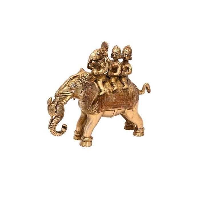 Brass Riddhi Siddhi Ganesh Yatra (H 7 Inches, Weight 3 Kg)