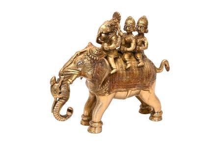 Brass Riddhi Siddhi Ganesh Yatra (H 7 Inches, Weight 3 Kg)