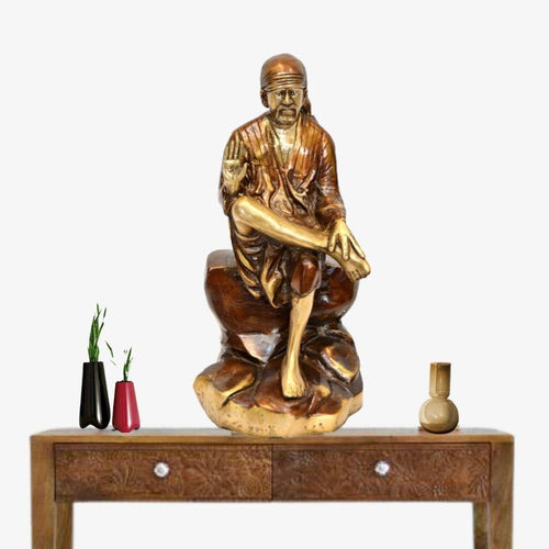 Brass Sai Baba (H 13 Inches, Weight 5.5 Kg)