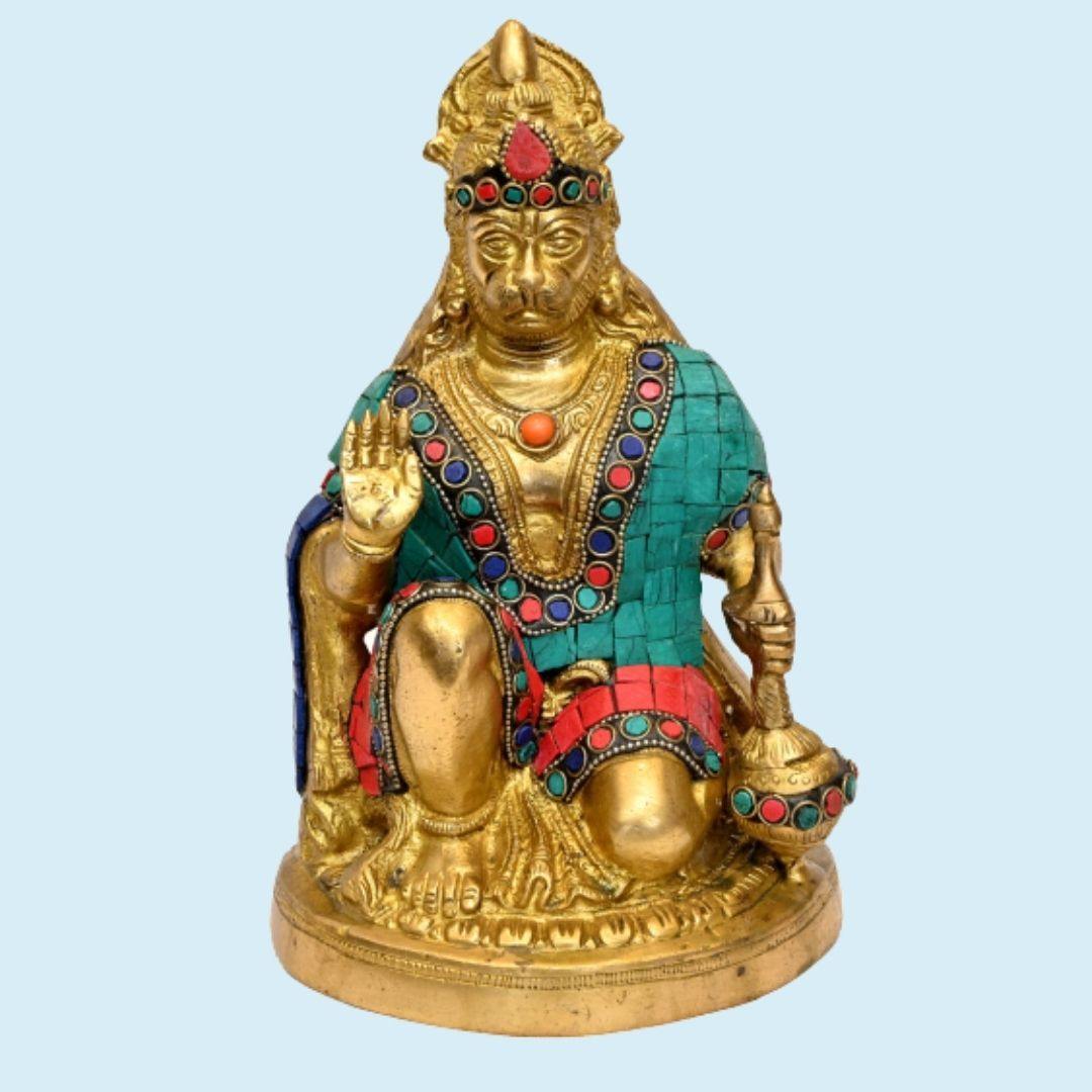 Brass Sankat Mochan Hanuman (H 14 Inches, Weight 10 Kg)