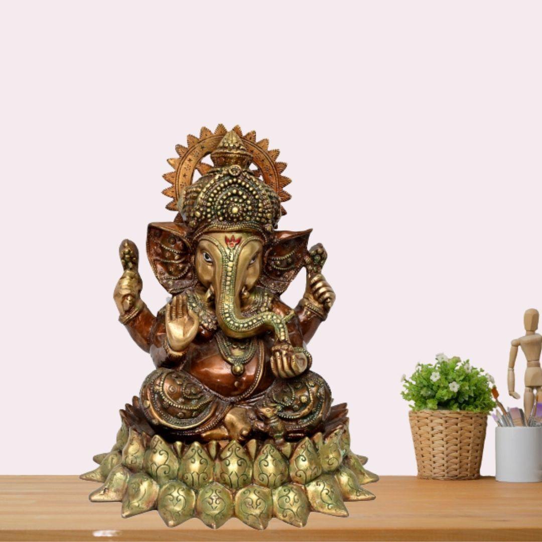 Brass Sankatharan Ganesha (H 14 Inches, Weight 12 Kg)