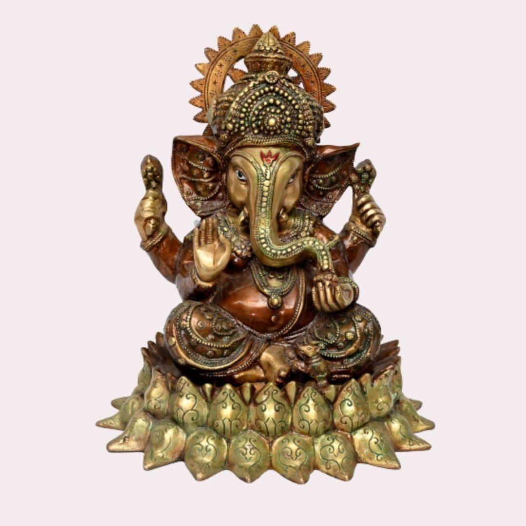 Brass Sankatharan Ganesha (H 14 Inches, Weight 12 Kg)