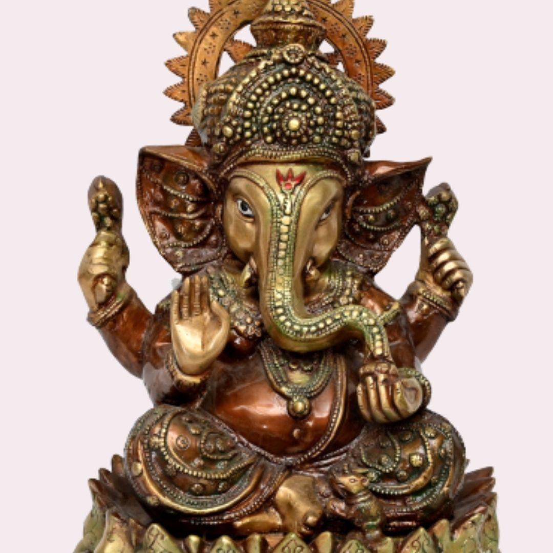 Brass Sankatharan Ganesha (H 14 Inches, Weight 12 Kg)
